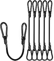 Vista 1 de 8 piezas de 12 pulgadas de cuerda elástica resistente con mosquetón para exteriores con una fuerza máxima de rotura de 190 libras, correas elásticas