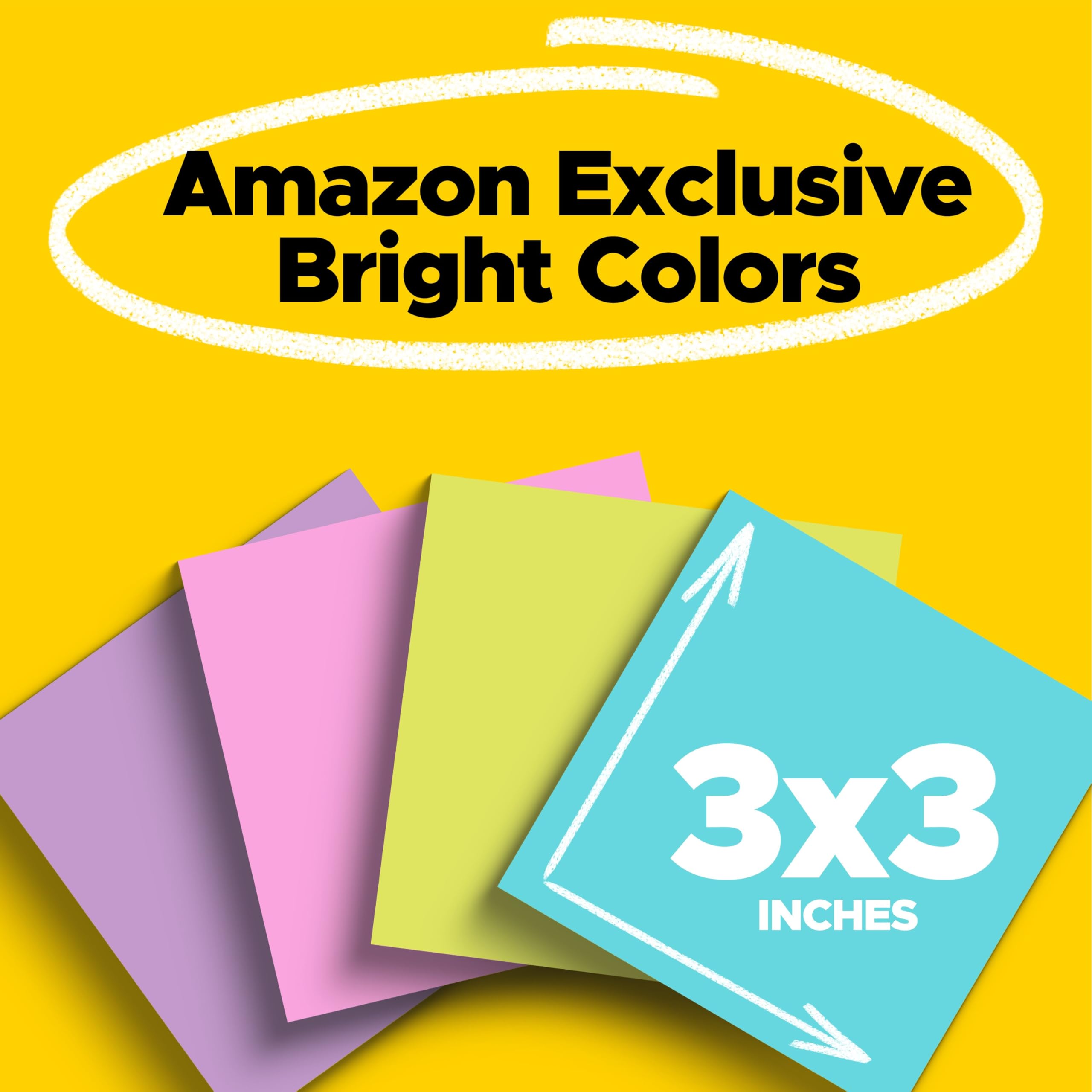 Post-it Super Sticky Notes, 7,6 x 7,6 cm, 24 blocchetti/confezione, 70 fogli/blocco, collezione Amazon Exclusive Bright Color, Aqua Splash, Acid Lime, Tropical Pink e Iris Infusion