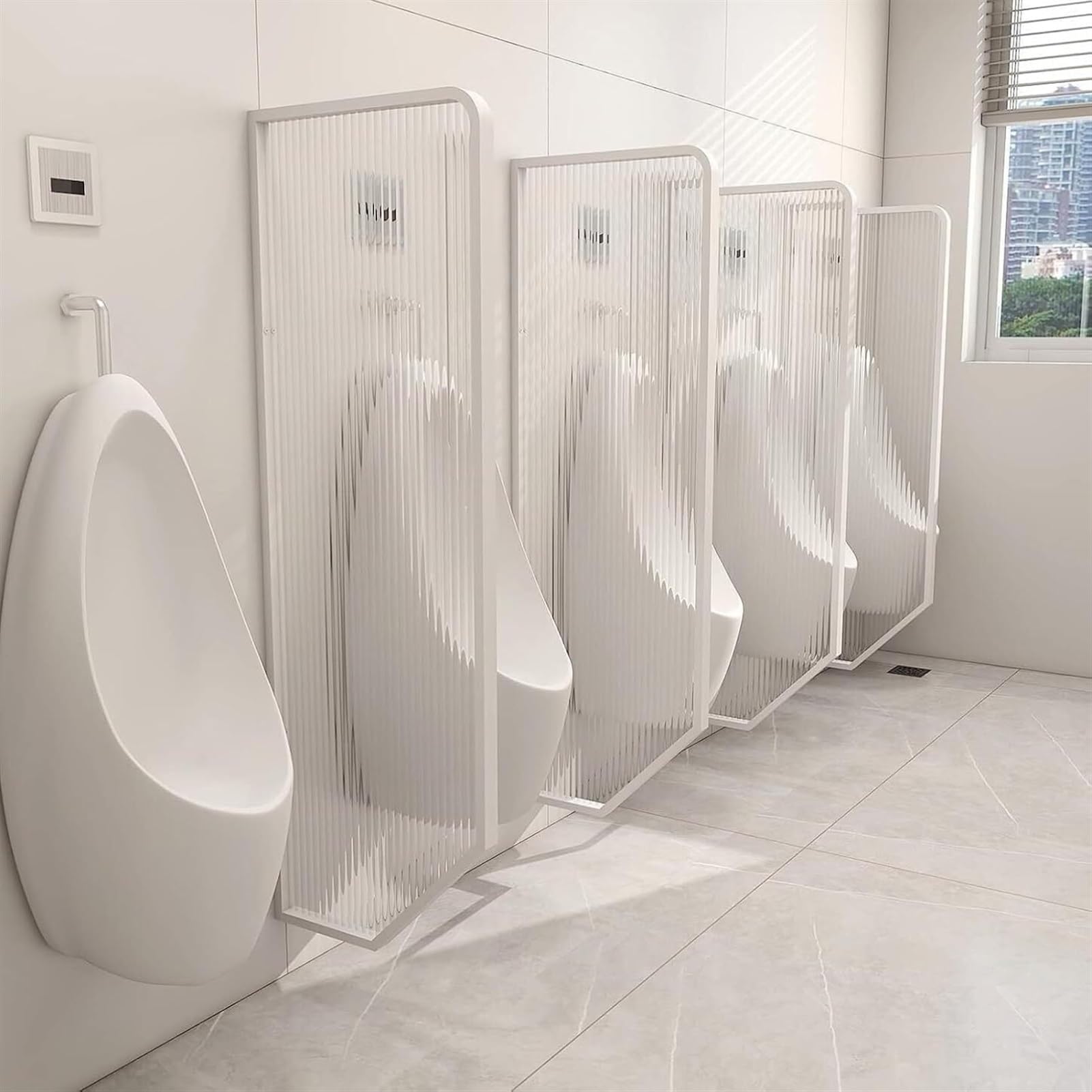Panneau de séparation mural en acier inoxydable pour urinoir de toilettes publiques, cloison décorative pour salle de bain, argenté, lot de 2
