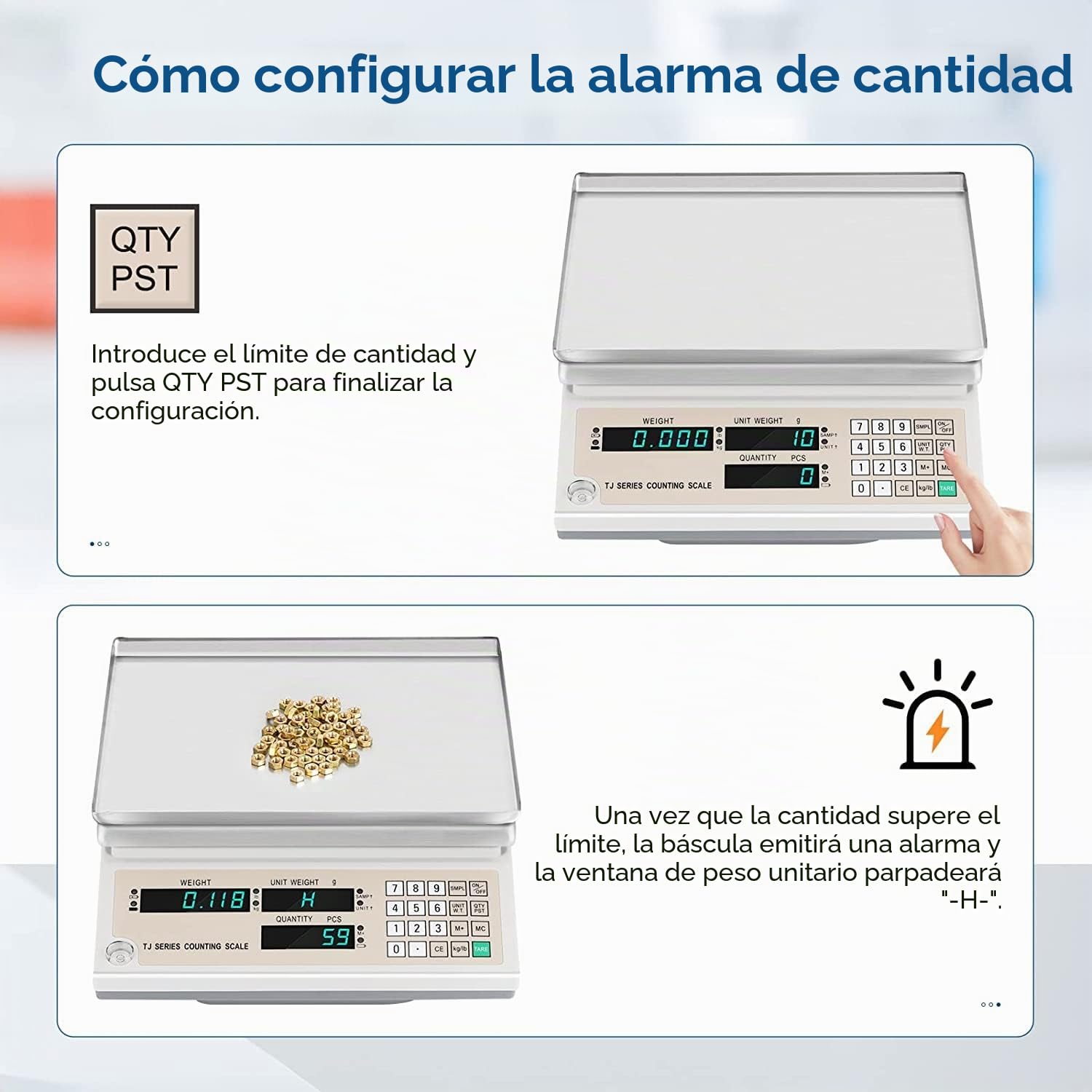Bonvoisin - Báscula digital industrial de conteo 3-15kg / 0.1-1g, conversión de unidades kg/lb (30kg/66lb, 1g/0.0022lb)