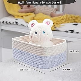 COMFY-HOMI 11.5x7.5x4.7 Storage Baskets for Organizing | Cotton Rope Woven Basket | Toy Storage Bin Box | Basket for Shelves, Closet Organizer Bin, Decorative Closet Shelf, 1 Pack all bule