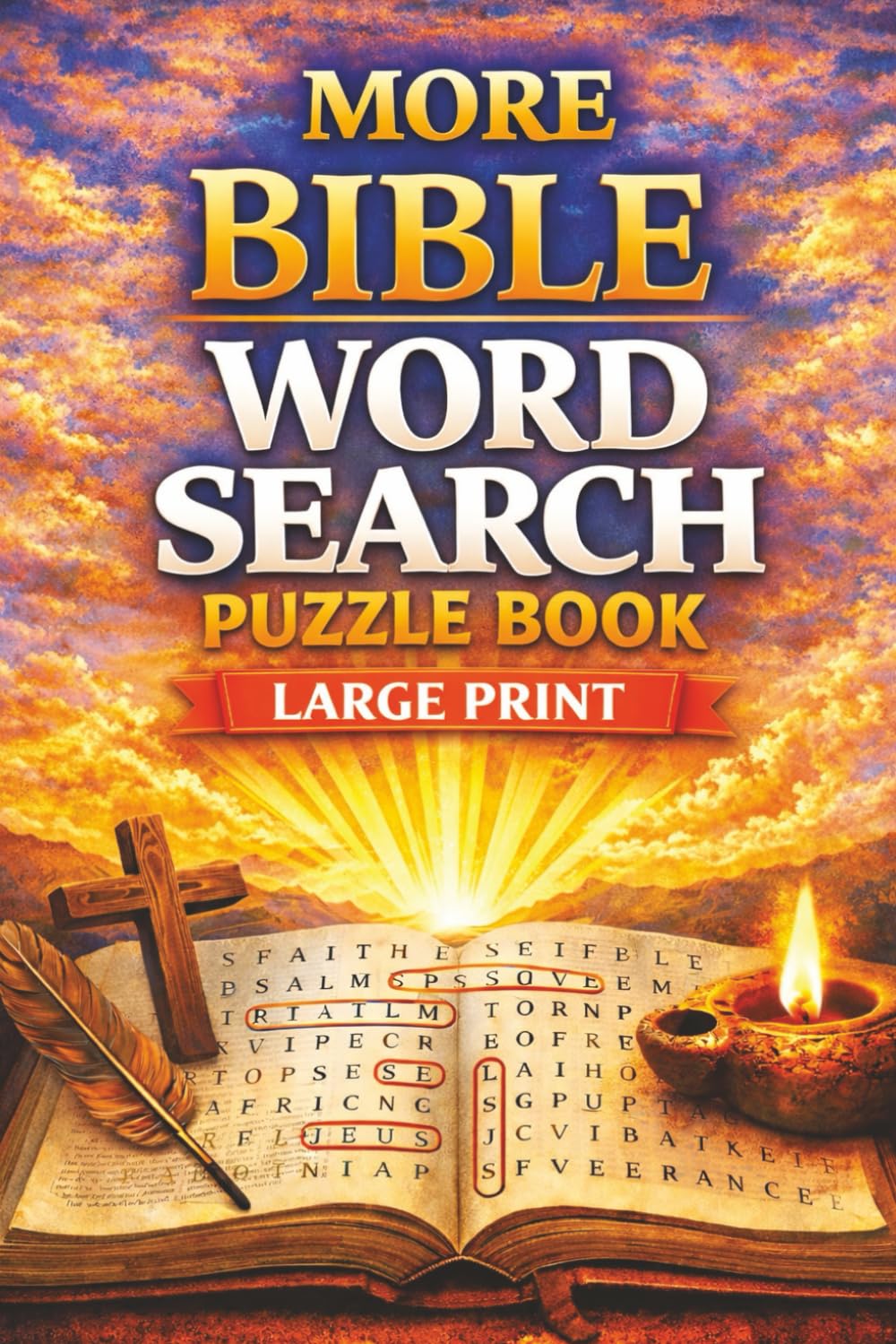 More Bible Word Search Puzzle Book Large Print: Word Searches with Easy to Read Print about the Bible, Scripture, Jesus and More | 6x9 inches, 102 pages | 100 Puzzles