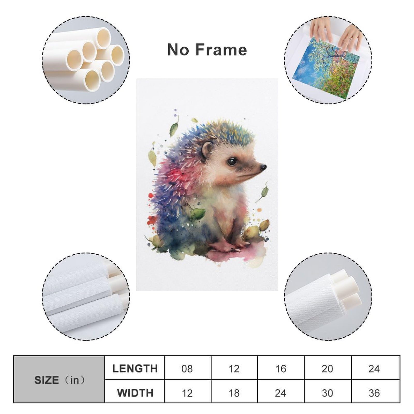 Amazon.co.jp: かわいいハリネズミの水彩画 アートパネル リアル