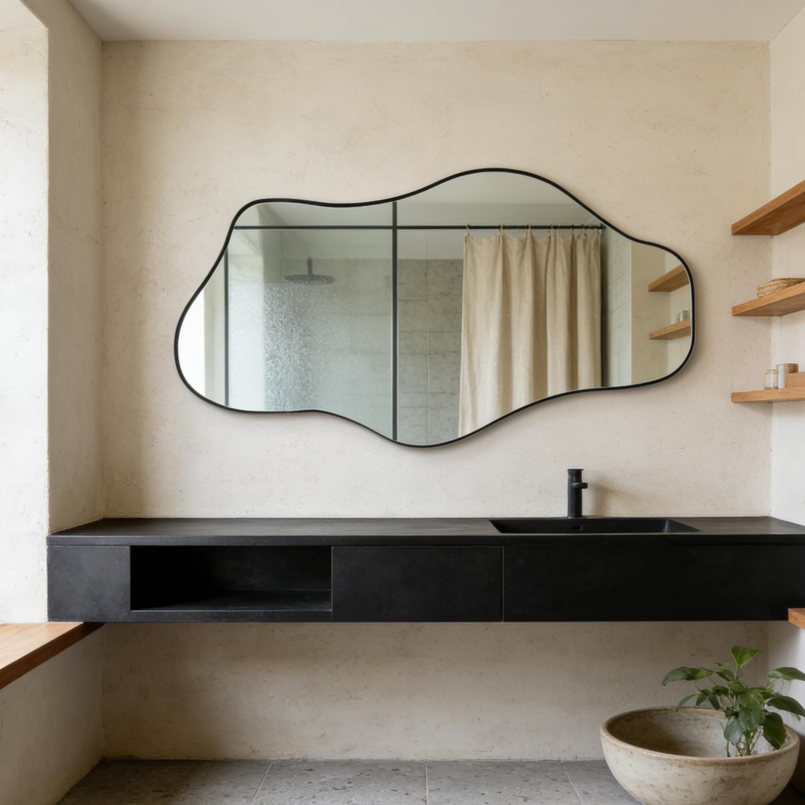 DAOYIJIAJU Irregular Mirror, Large Asymmetrical Wall Mirror, 47.2