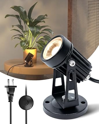 LED Spot Lights Indoor, 5W 3000K Uplights Spotlights with 5.9 FT Cord and Foot Switch, Adjustable Up Spotlight for Indoor Plants, Floor, Cabinet, Art Decor, Accent Lighting