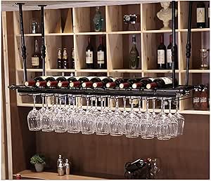 Amazon.com: Overhead Wine Rack, Ceiling Mounted Iron Wine Rack, Bar ...