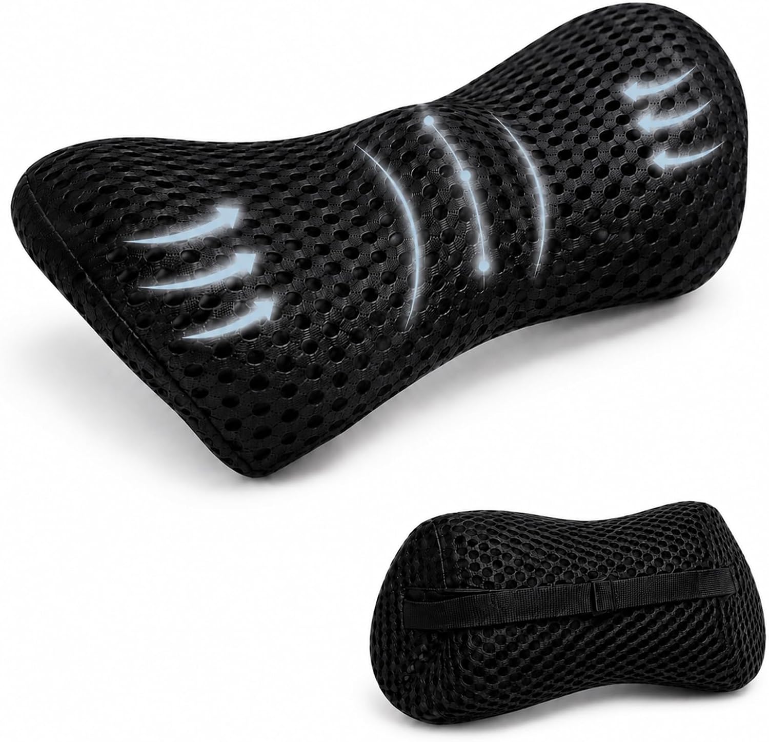 Lumbar Support Pillow for Chair, Memory Foam Lower Back Pillow for Pain Relief, Ergonomic Back Cushion with Breathable Washable Cover, Anti-Slip Straps, for Office Car Recliner Couch