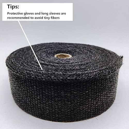 Miniatura 5 de Ucreative Envoltura de cabezal de escape de fibra de vidrio negra de 2 pulgadas x 50 pies con 10 bridas de bloqueo de acero inoxidable de 11.8