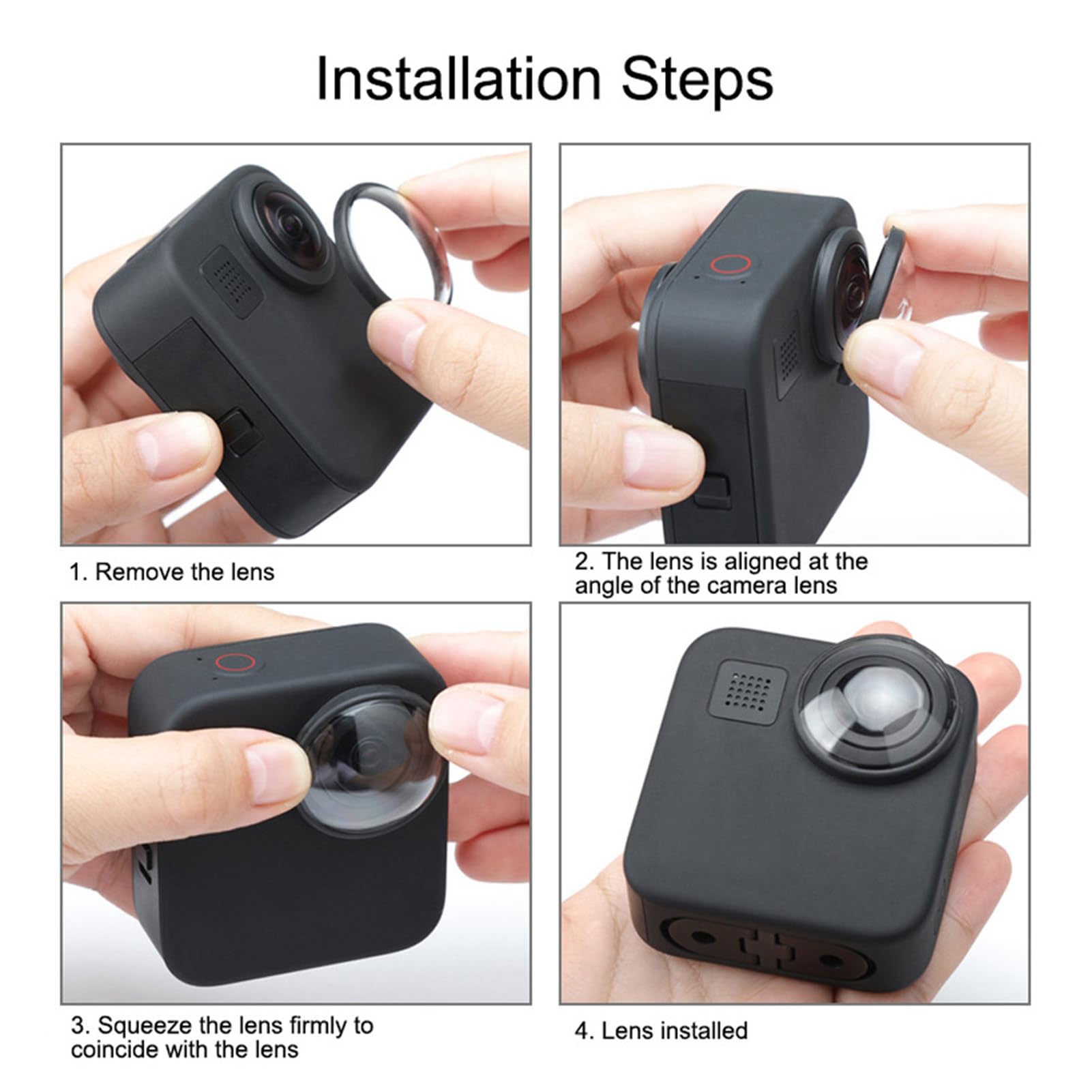 Kit protezione per lenti da 2 pc per Go Pro Max Sports Camera Protector Kit Go Pro Scratch Proof Camera Accessori per lo strumento per lenti adesivi massimi