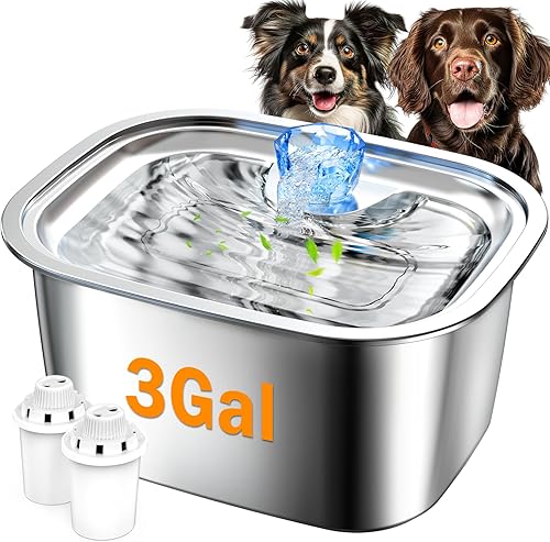 Miniatura 1 de PETNF - Fuente de agua para perros grandes de 3 galones, fuente de agua para mascotas de acero inoxidable de 11.4 litros en el interior, dispensador