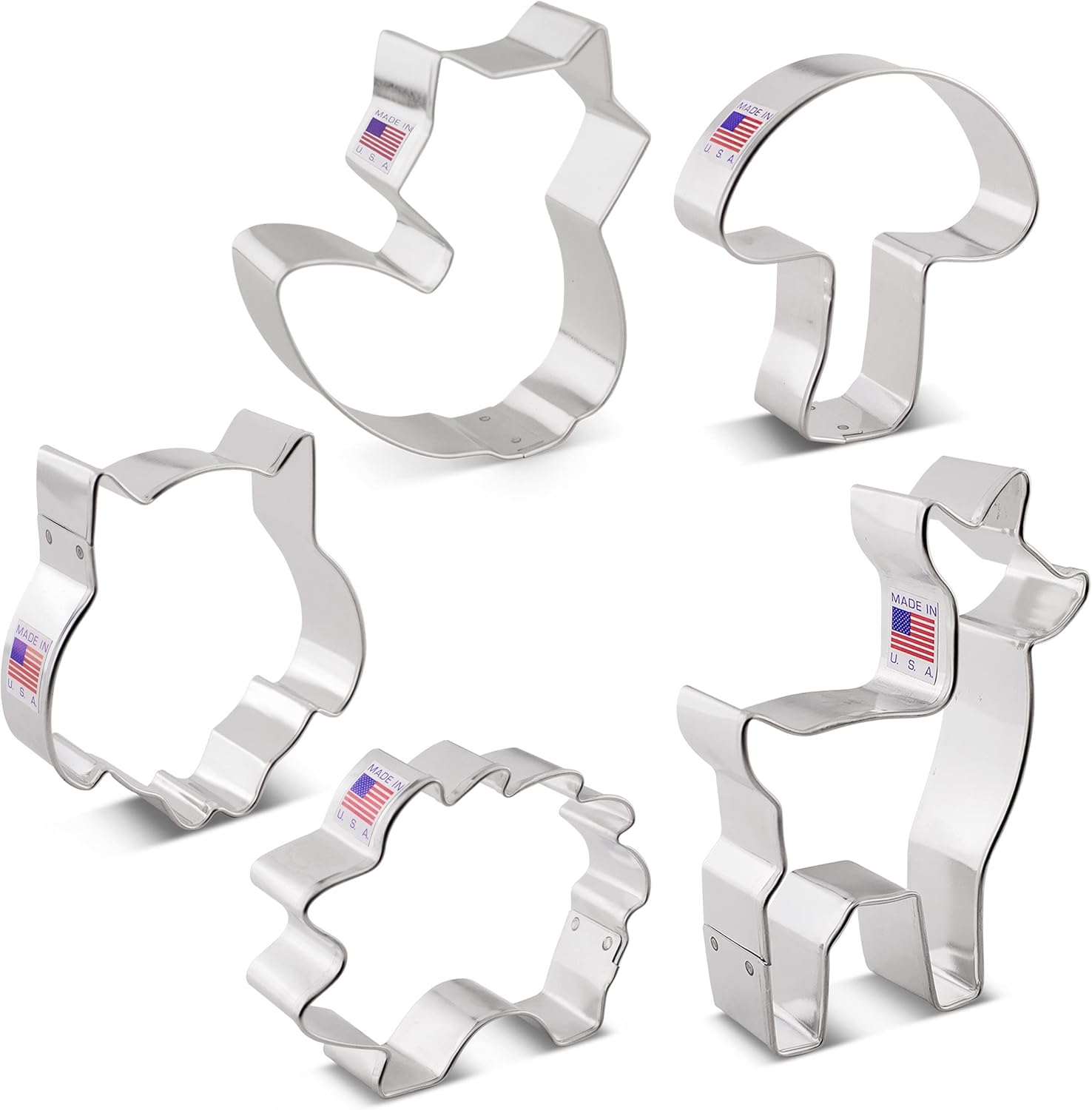 Woodland Cookie Cutters 5-Pc. Set Made in USA by Ann Clark, Fox, Deer, Owl, Hedgehog, Mushroom - Image 8