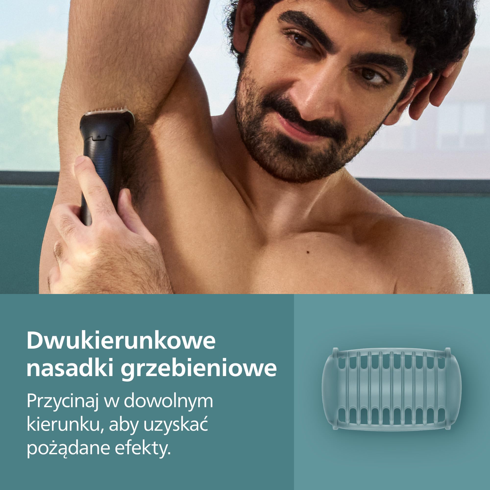 Philips Body Groomer Seria 5000 – trymer do ciała dla mężczyzn Triple Protect, Zapewnia golenie okolic intymnych, Trymer jest w pełni wodoodporny, a jego czas działania wynosi 100 minut; BG5485/30