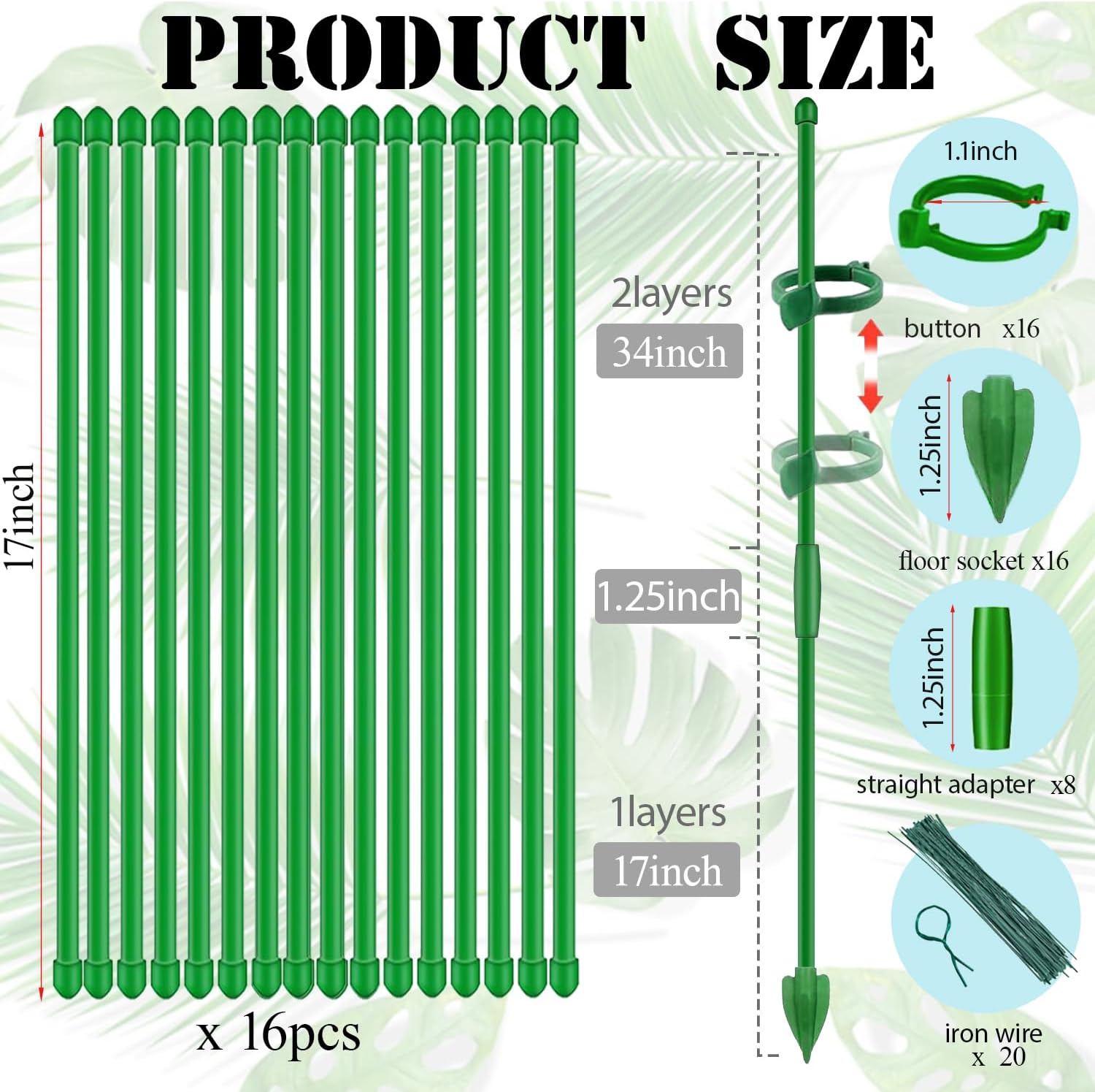 16pcs 17 inch Plant Support Stakes for Indoor Plants image 2