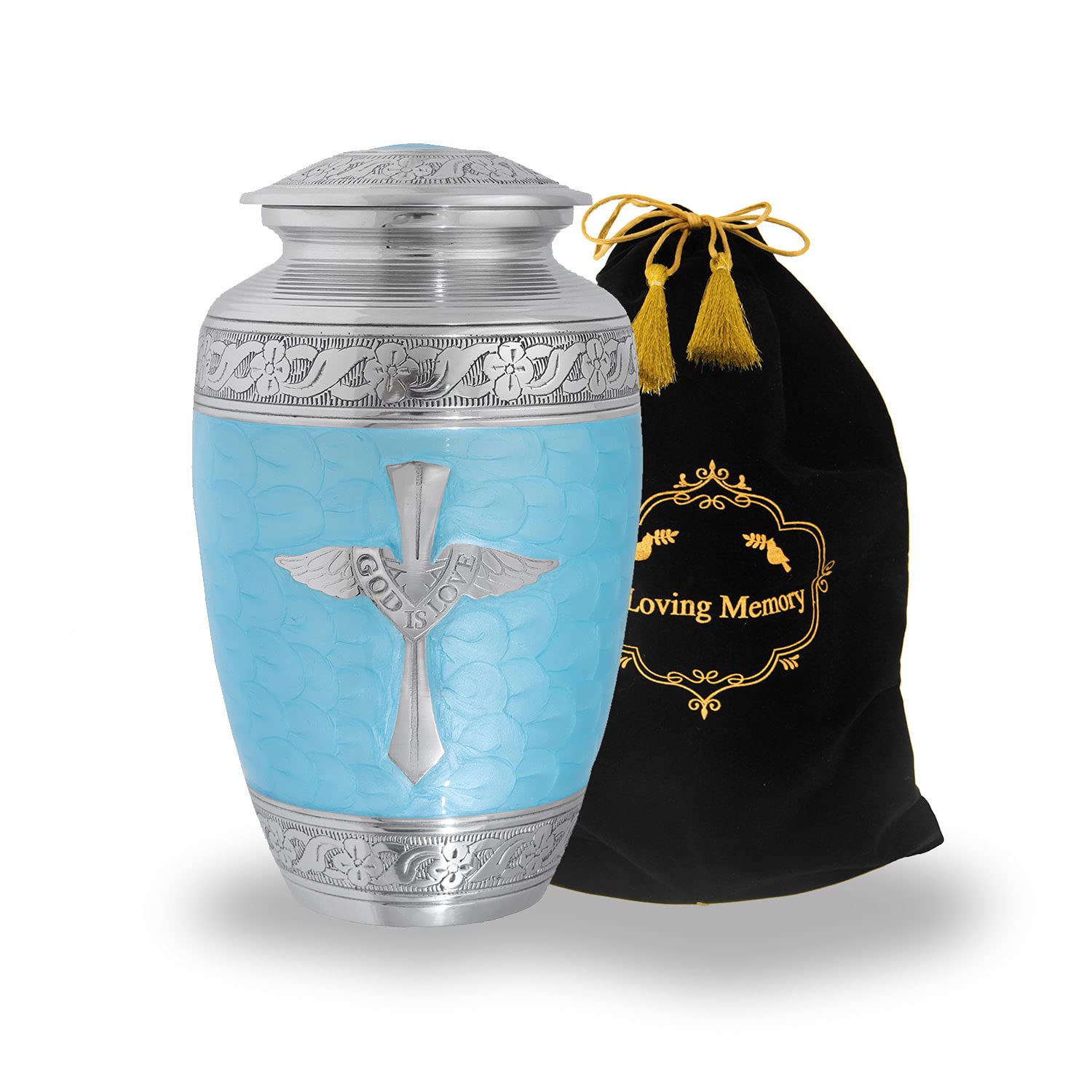 LETUSTO Angel Wings Cremation Urn - Handcrafted Purple Adult Urn With Velvet Bag - View #8