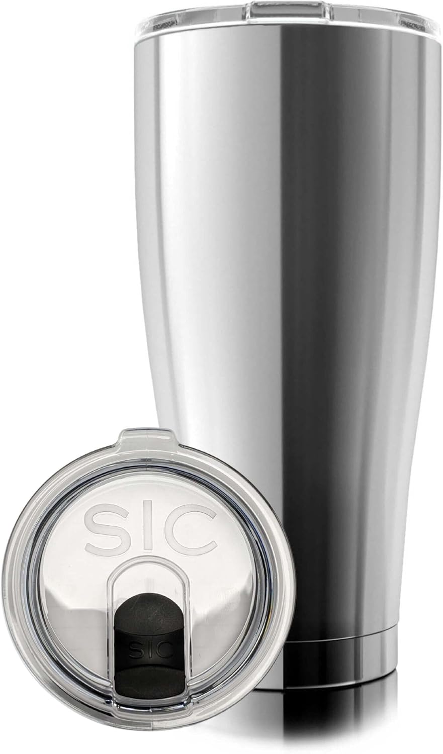 Seriously Ice Cold SIC 30oz Insulated Travel Tumbler Mug, Premium Double Wall Stainless Steel, Leak Proof BPA Free Lid (Stainless Steel)