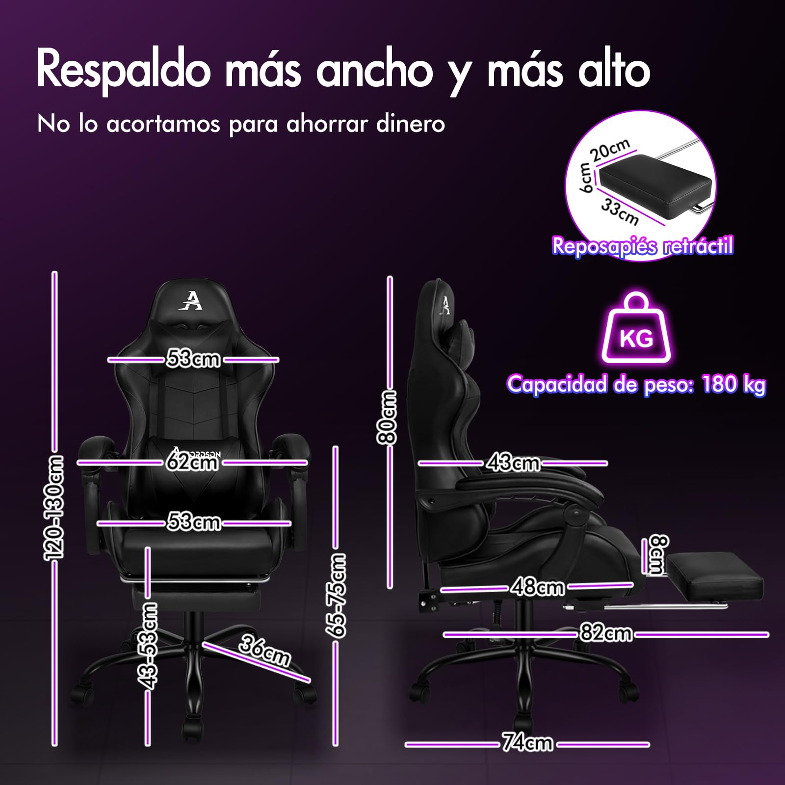 ALFORDSON Silla Gaming Profesional con Masajeador, Silla Ergonómica Gamer, Altura Regulable Silla con Apoyo Lumbar y Reposacabezas, Respaldo Inclinable hasta 150°, Giratoria de 360°, Cuero PU(Negra)