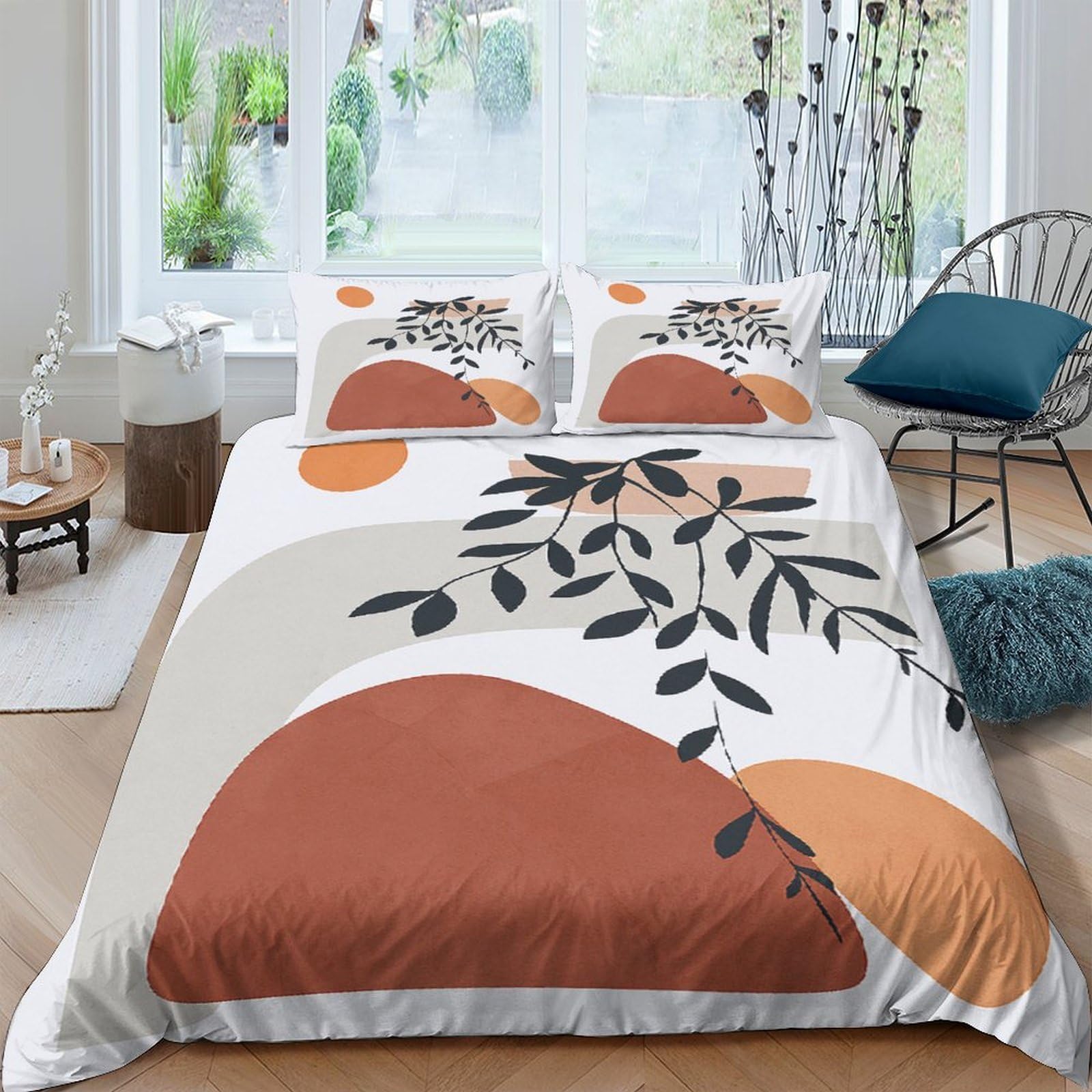 Ctjqhvkz Style-6 3D Printed Abstract Terracotta Fitted Sheet Microfiber Soft Breathable Botanical Leaf Mattress Cover For Bedroom Decor Single（135X200cm）