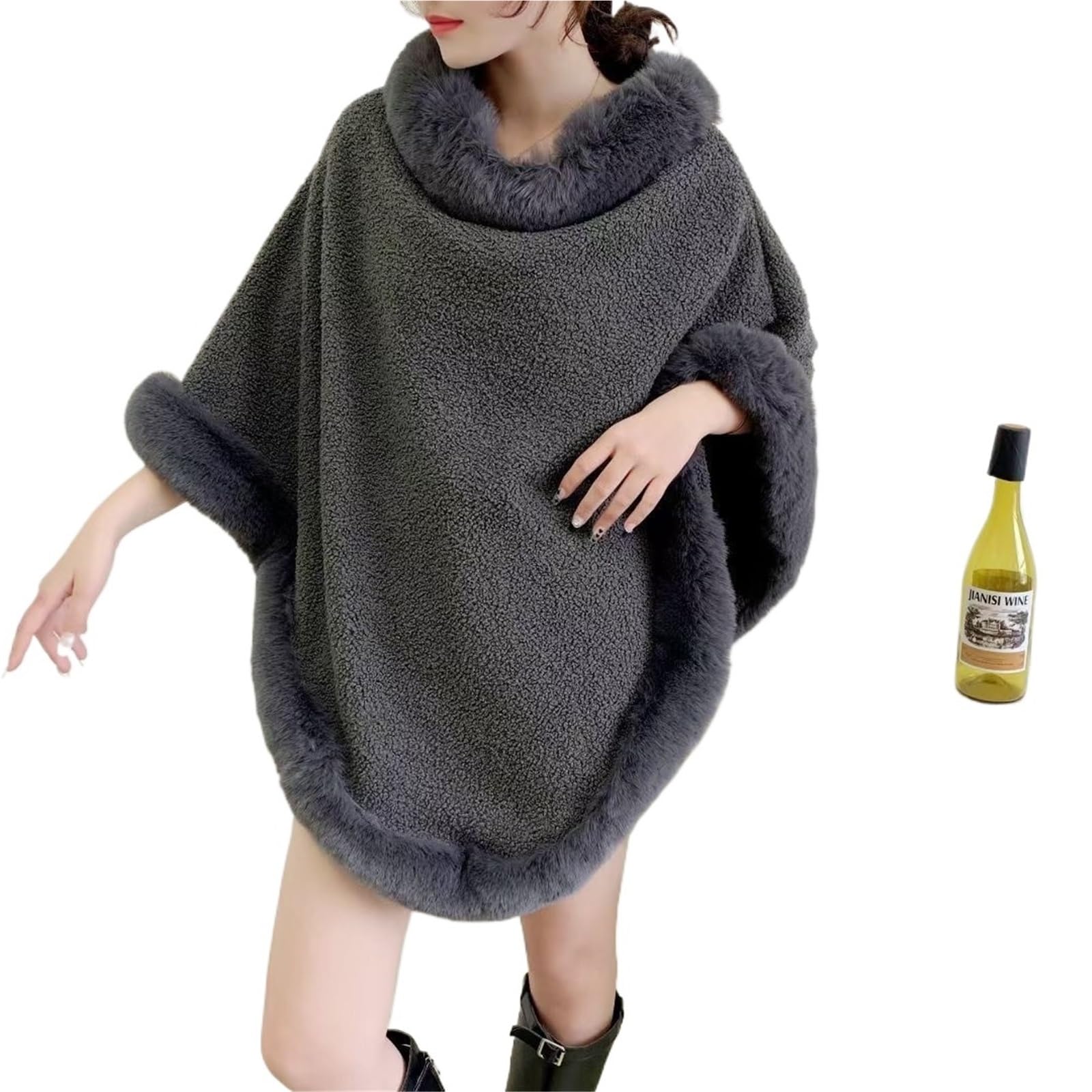 Poncho Donna Poncho da Donna Autunno Inverno, Spesso, in Velluto Granulato, Caldo, Scialle da Donna.