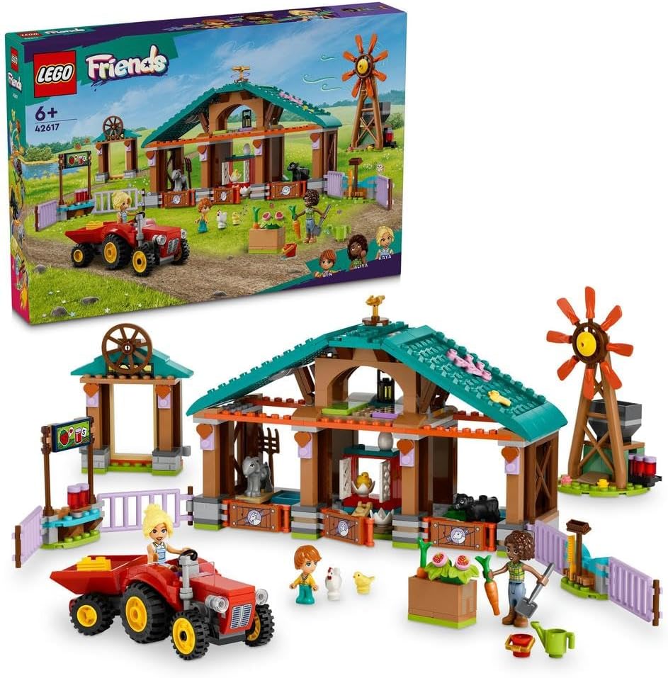 LEGO Friends Farm Animal Sanctuary, Playset with Tractor Toy for 6 Plus Year Old Girls, Boys & Kids, Role-Play Set Includes 3 Character Figures, 5 Animals and Food Accessories, Ramadan Gift 42617