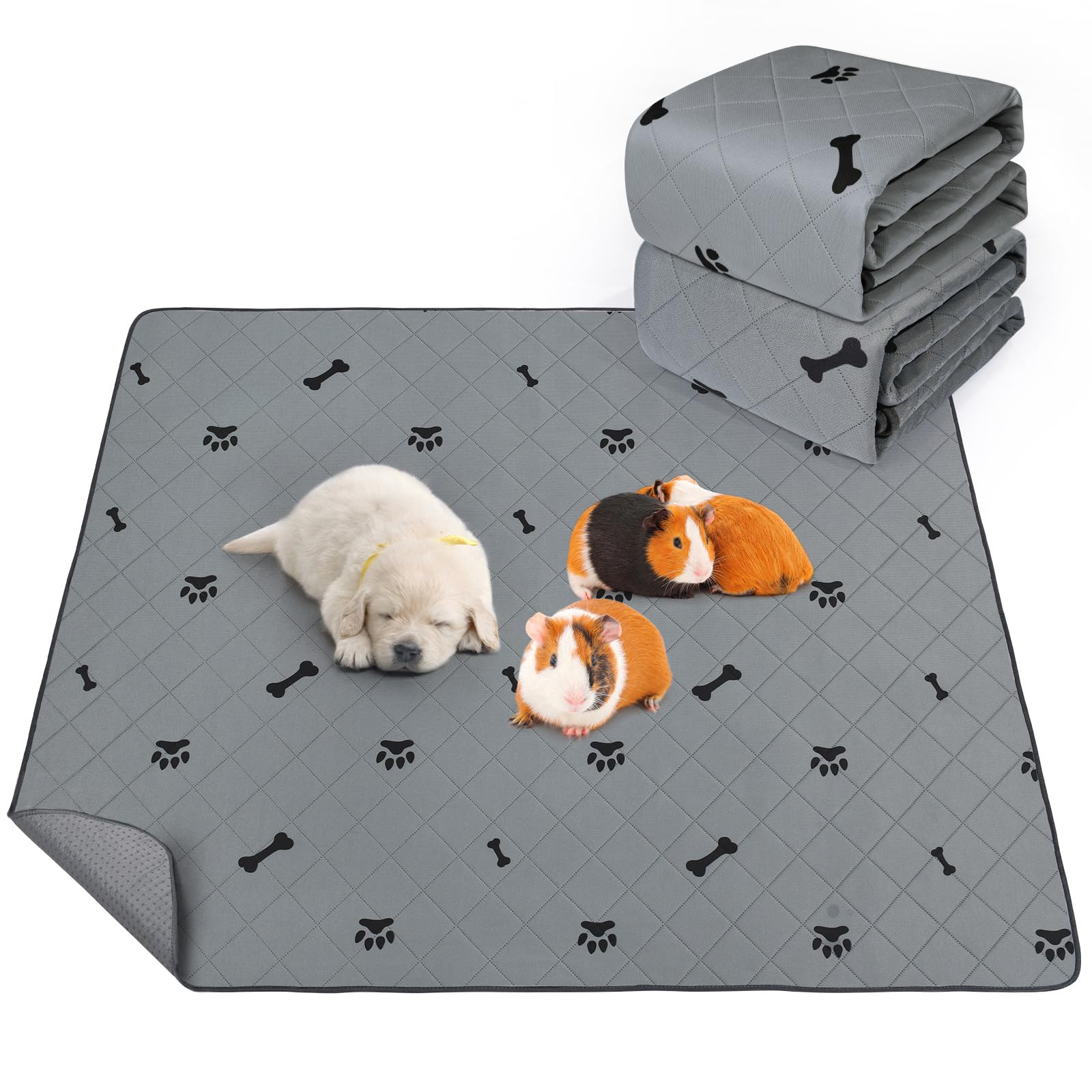 Saugfähige PIPI-Pads für Meerschweinchen, 2 Stück 60x120cm Waschbare PIPI Pads für Kaninchen, Wiederverwendbare PIPI Matten, Unterlagen für Hamster, Kaninchen, Hunde