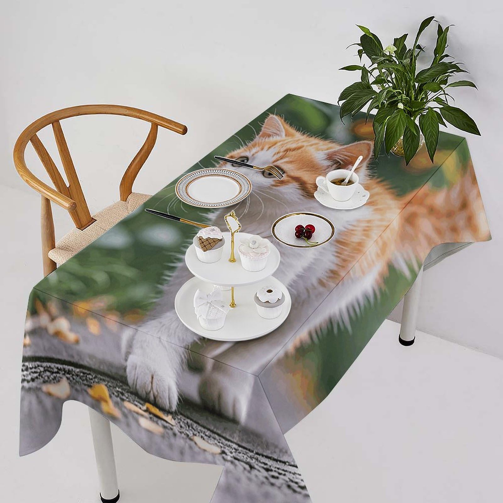 Nappe rectangulaire lavable 140x190 cm antitache pour table propre au quotidien