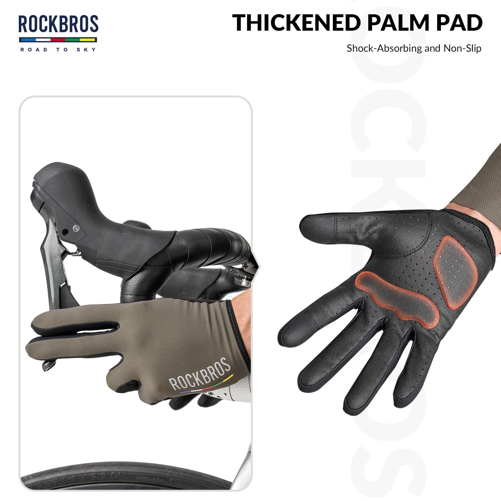ROCKBROS Road-to-Sky Guanti Bici MTB, Guanti Ciclismo, Guanti Touchscreen Bicicletta, Guanti Antiurto Traspiranti, Guanti MTB Antiscivolo per Primavera Estate, Uomo e Donna