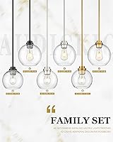 Vista 5 de Luces Colgantes para Isla de Cocina, Lámpara Colgante Moderna Dorada con Pantalla de Globo de Vidrio Transparente, Accesorios de Iluminación