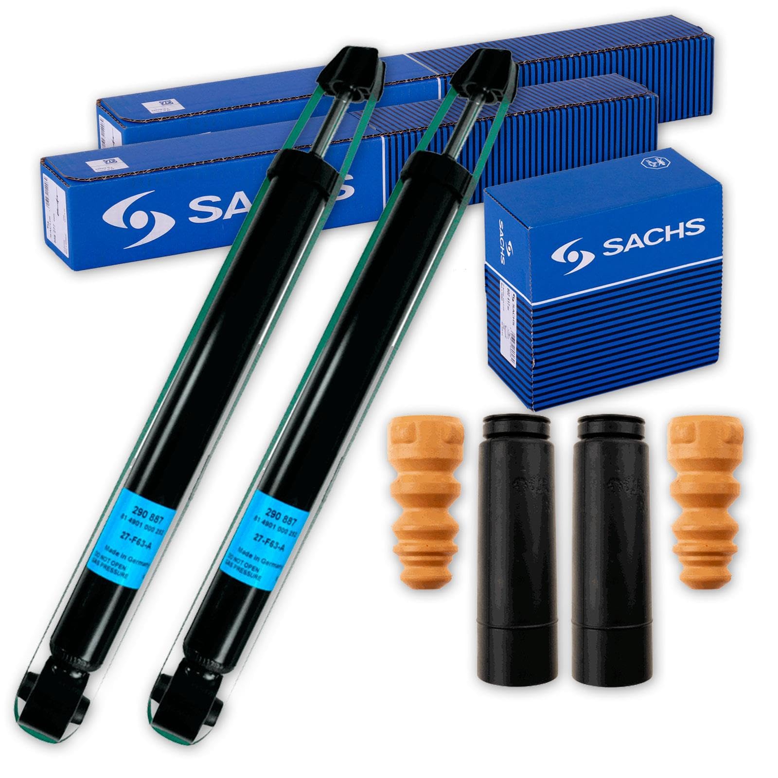 2x Sachs Stossdämpfer + Protection Kit | 290887+900140 für Polo 6R Fabia Ibiza 5 V