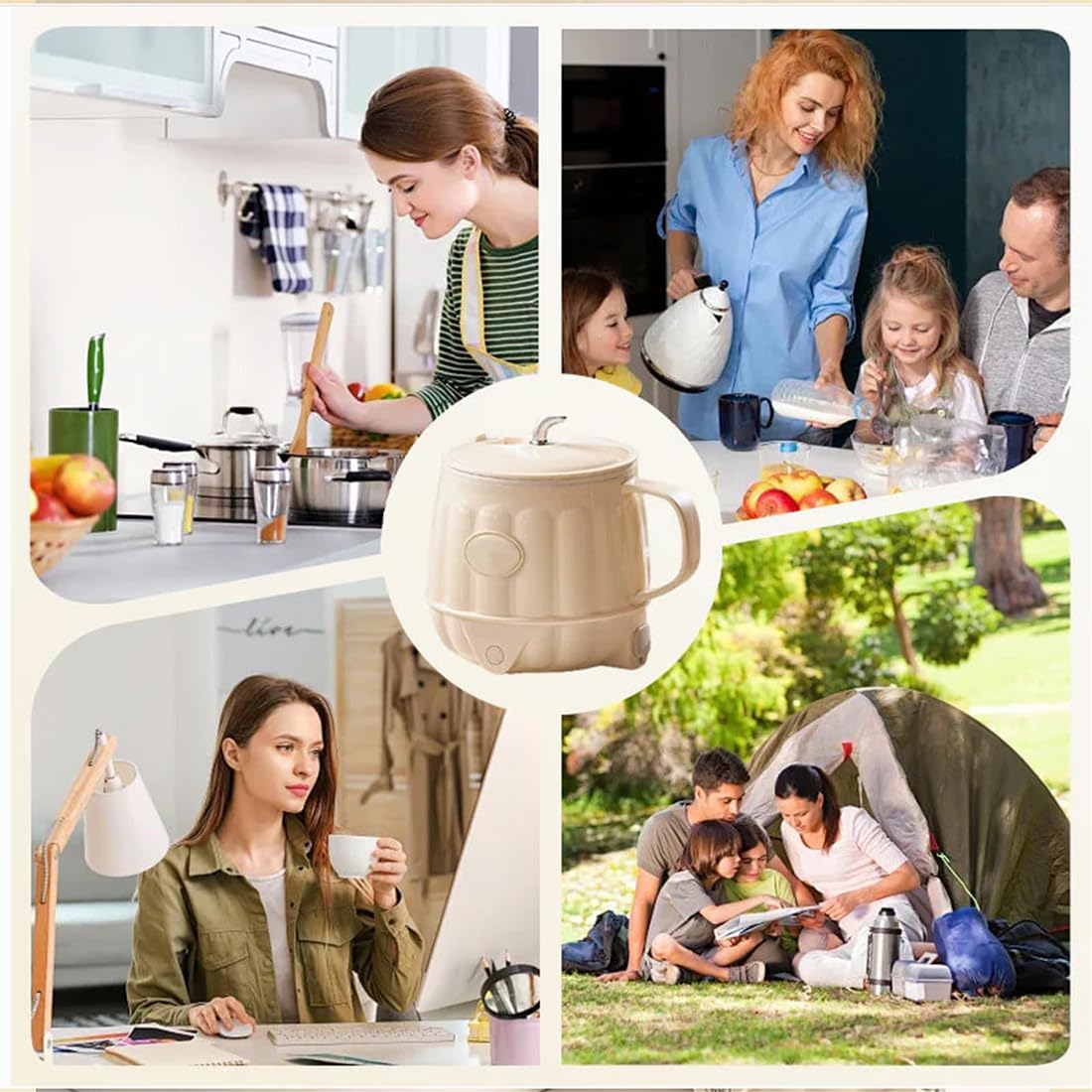 Multifunction Electric Heated Milk Cup, 600ml 3-in-1 Mini Electric Heater Cup, 600ml Portable Hot Milk Coffee Cups for Quick Meals and Beverages at Home or in The Office (1Pc Yellow)