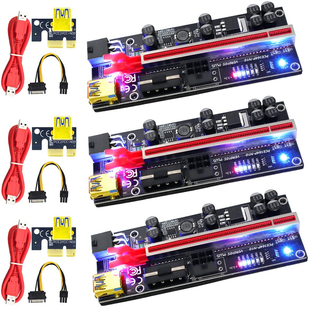Amazon.co.jp: サイバーワールド 【最新 Ver.010S PLUS】 ライザーカード USB3.0 PCI-E Express  1x-16x 拡張ライザーカードアダプター マイニング ビットコイン グラフィックボード 拡張アダプター 国内法人ストア【3個セット】 :  パソコン・周辺機器