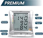BIOS Diagnostics Moniteur de Tension Artérielle Premium, #1 Fabricant Canadien de Tension Artérielle*, 2 Utilisateurs 90 mémoires, Détecte les Battements Cardiaques Irréguliers, Alarme Médicaments, Indicateur d'Hypertension, Mémoire 2 Utilisateurs 99, Affichage LCD Jumbo