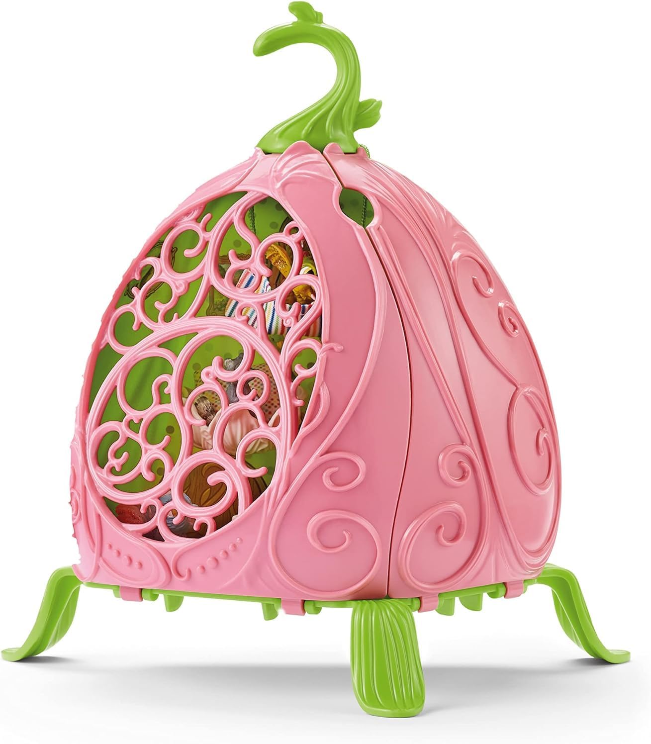 Schleich Bayala - 19 PC Fairy Marween's Animal Playschool Playset - Foldable Flower Playhouse with Fairy, 3 Baby Dragon Toys, Reusable Stickers and Accessories - Fantasy Toys for Kids 5+ | 42520