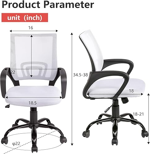 Miniatura 3 de PayLessHere Silla de oficina, silla de computadora, ergonómica, silla de escritorio barata, ajustable, cómoda, con respaldo medio, silla giratoria