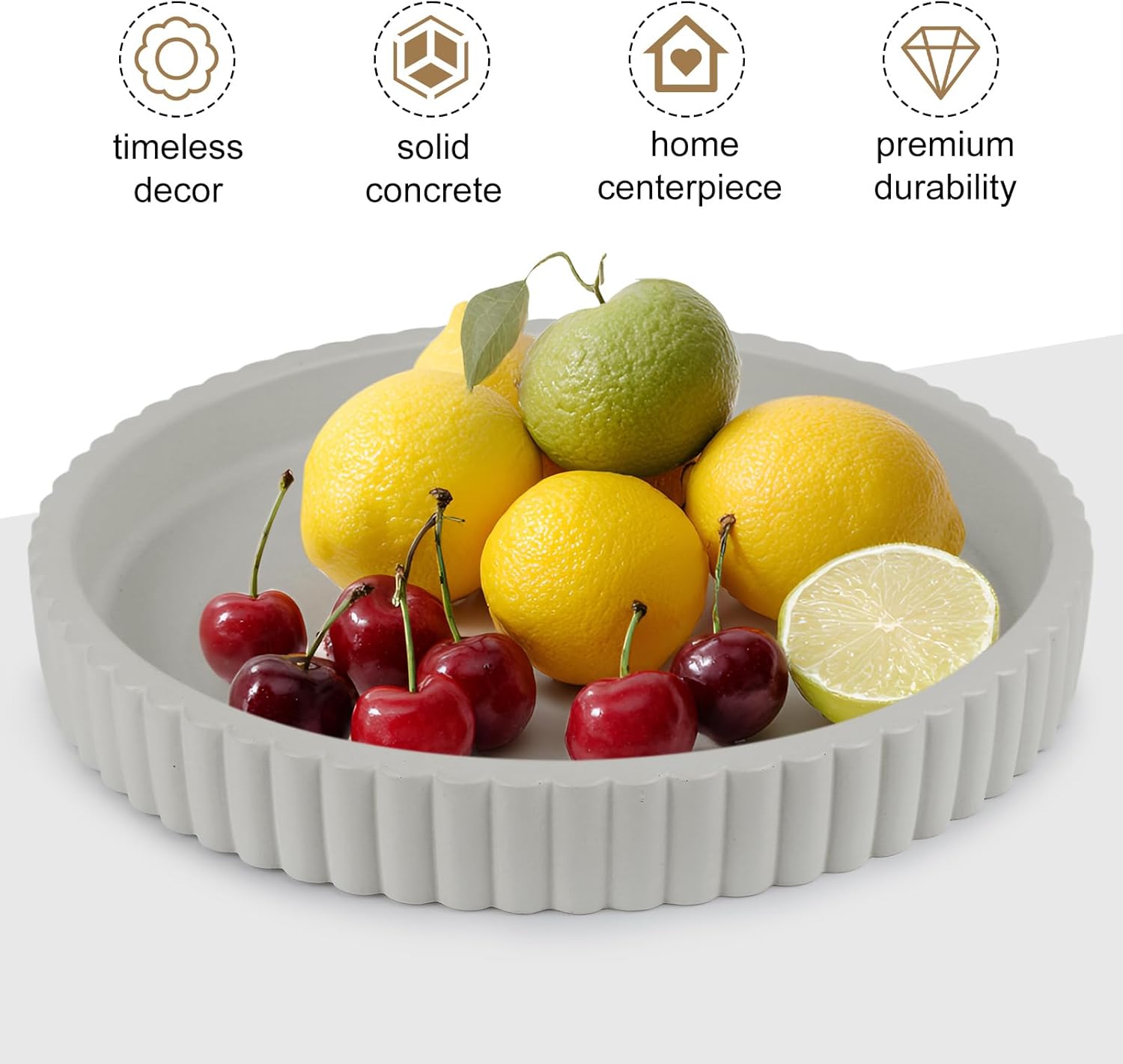 Round Decorative Tray for Coffee Table Decor-Modern Home Decor Tray-Concrete Coffee Table Serving Tray-Centerpiece Table Tray-Ottoman,Vanity, Bathroom, Kitchen,Dresser (Gray) - Image 2