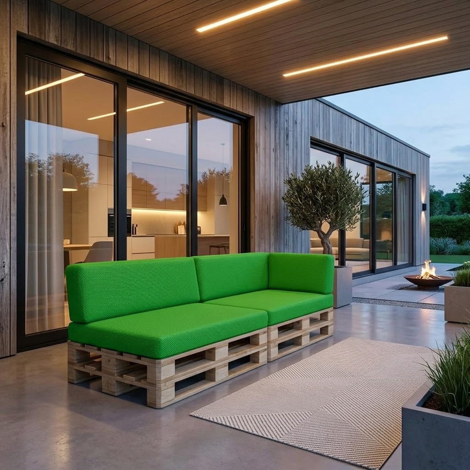 Générique Housses de Coussin pour Palette Extérieur 120×60 120×80 60×80 120×40, Revêtement de Rechange Imperméable Réversible avec Zip, Housse Canapé Jardin sur Mesure(Military Green,Seat 60x120cm)