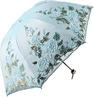 Vista 34 de Honeystore Sombrilla bordada con flor 3D plegable UV con encaje clásico
