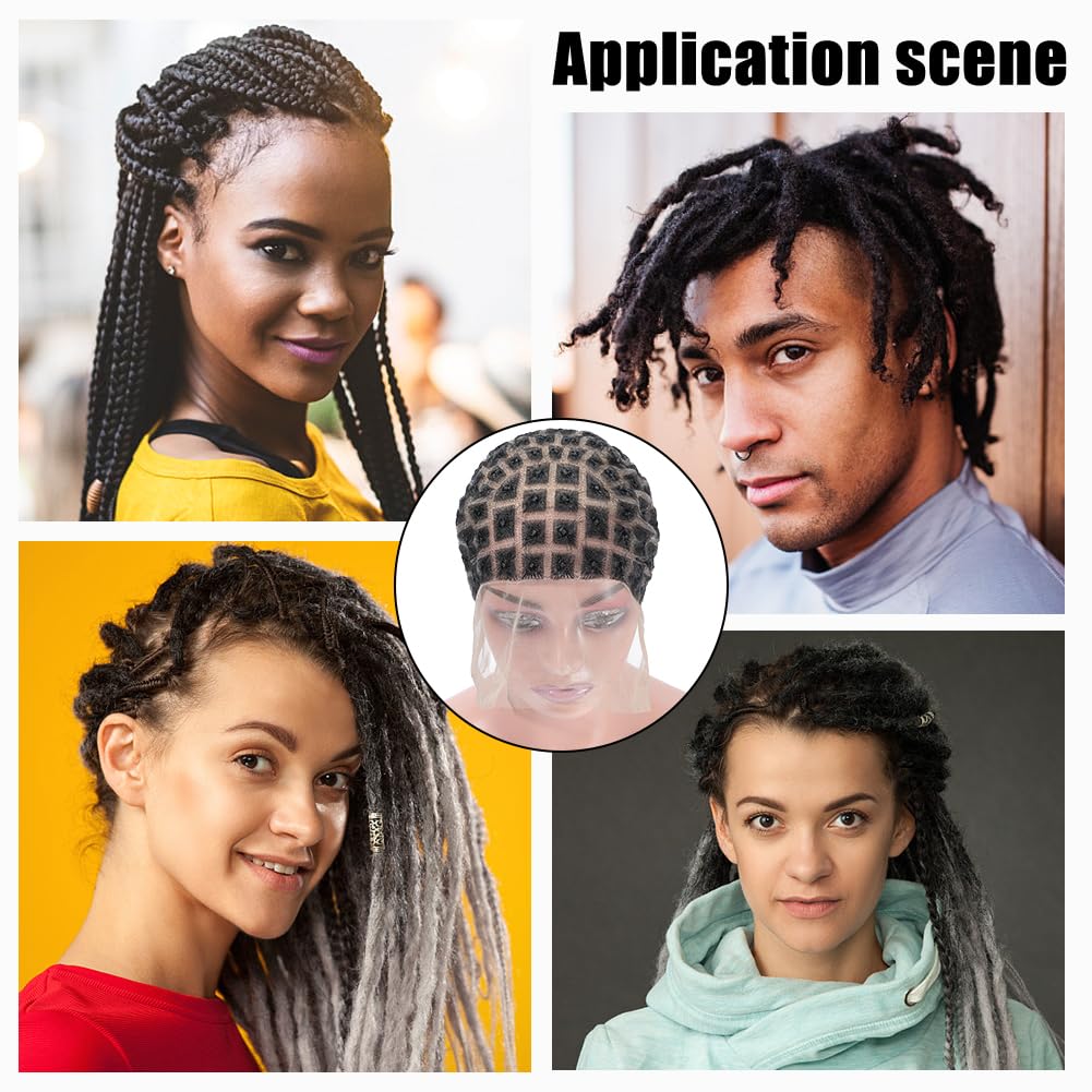 WADORN Braided Wig Cap Double Full Lace Fiber No Bangs Glueless HD Lace Fiber Material Breathable Comfortable 9.84in x 11in for Women Crochet Braids Wig Making Halloween Party Coconut Brown