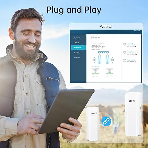 Miniatura 5 de UeeVii Kit de enrutador de puente inalámbrico de doble banda  Puente WiFi de 2.4G 5.8G  Puente inalámbrico punto a punto de 5 KM Extensor Starlink