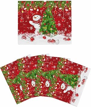 Red Christmas Dish Towels for Kitchen Drying Washing 4pcs,Snowman Pine Branch Xmas Tree Ball Snowflake Absorbent & Quick Dry Small Kitchen Hand Tea Towel Dishcloths Cleaning Dishes Cloth,6"x5"