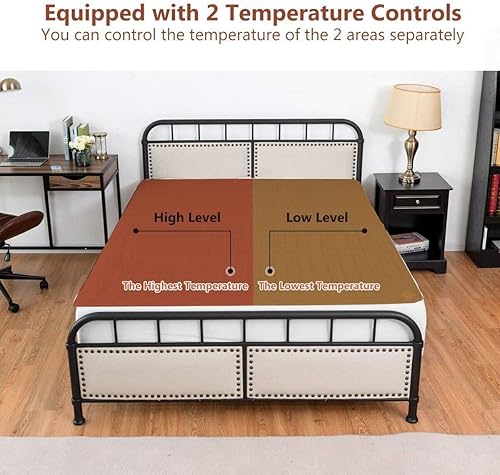 Miniatura 4 de ReunionG Almohadilla de colchón eléctrica con calefacción lavable, 8 modos de control de temperatura, modo de tiempo de 4 marchas, mantas de