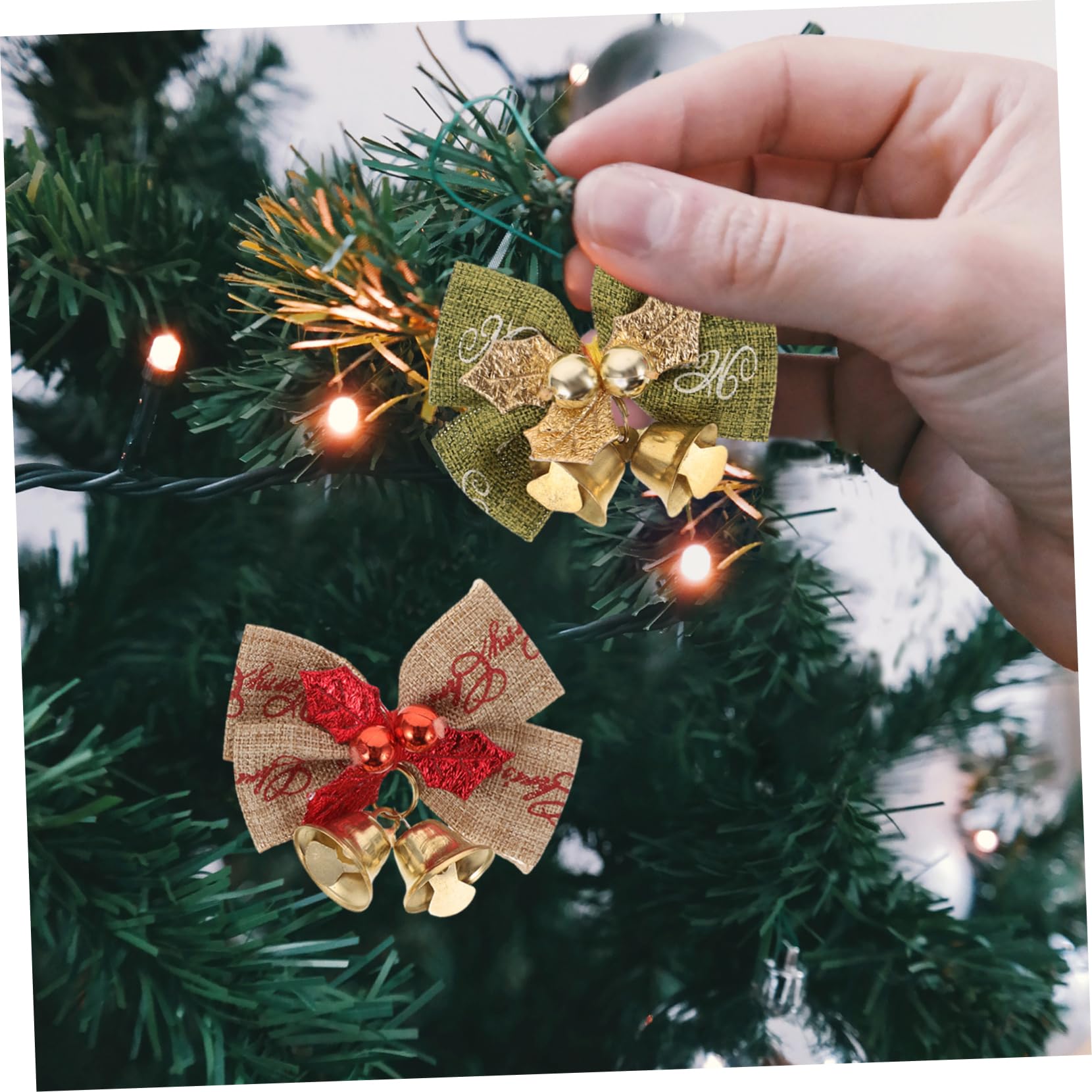 IMIKEYA 48 STK Weihnachtsbogen Minibögen zum Basteln Geschenkverpackungsschleifen weihnachtsdeko Christbaum anhänger Weihnachtsbaumschleifen Präsentieren Sie Wickelbögen Geschenkbögen