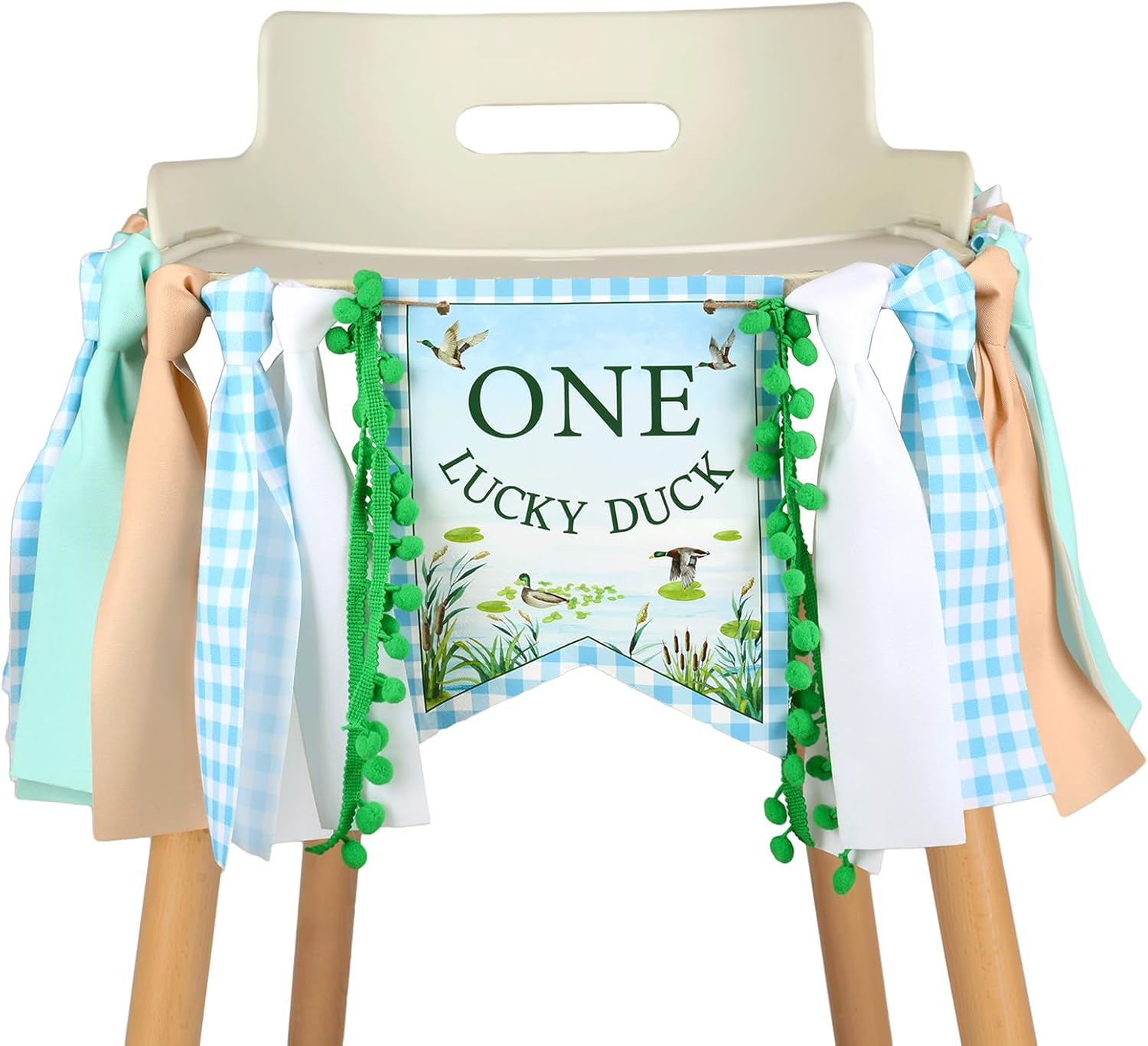 One Lucky Duck High Chair Banner Duck 1st Birthday Decorations One Lucky Duck First Birthday Banner for Duck-Hunting Theme Party Supplies