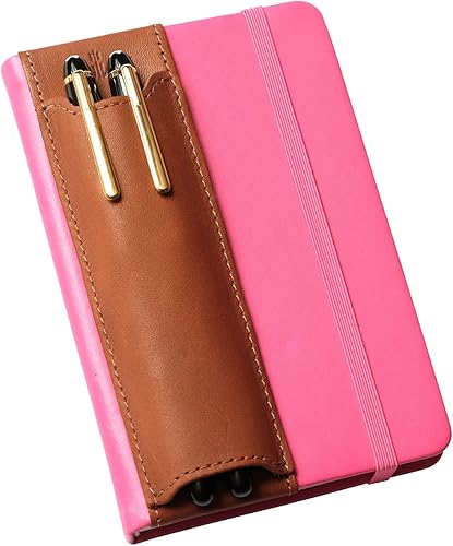 Miniatura 4 de Quiver Soporte para bolígrafo para cuaderno, soporte doble para bolígrafo, cuero de grano completo, elástico, reutilizable, no adhesivo, se adapta a