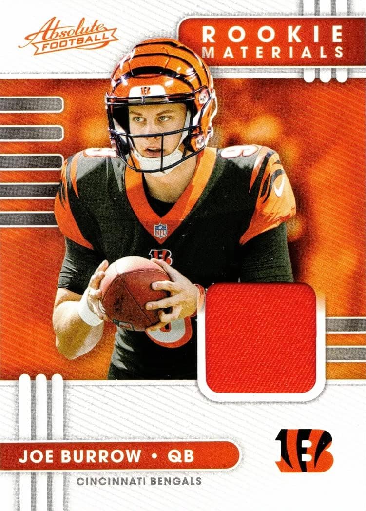 2020 Panini Absolute Rookie Materials #1 Joe Burrow Player Worn Jersey Football Card - Orange Swatch