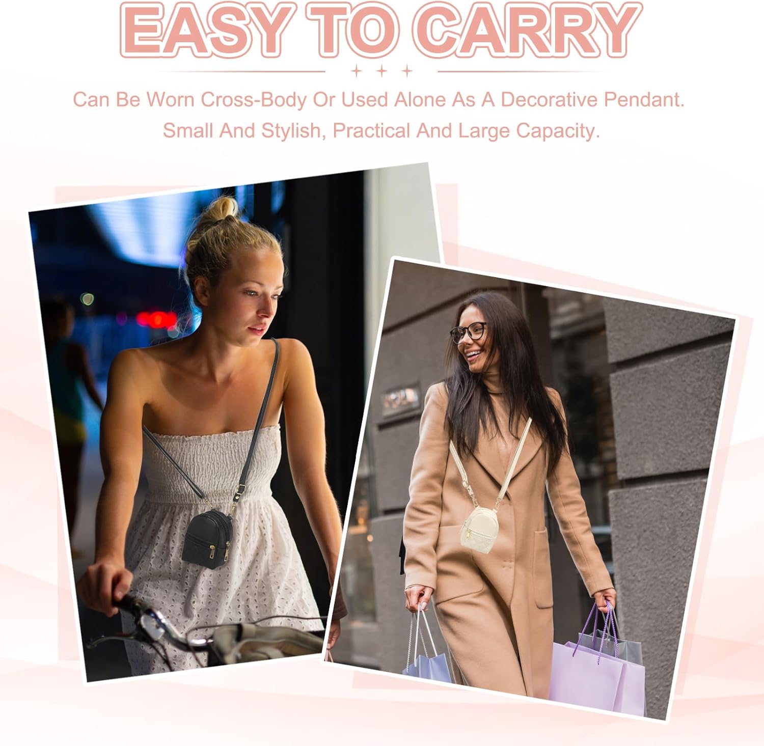 PATIKIL Mini Backpack Cute Cosmetic Bag for Women, PU Leather Creative Crossbody Bag with Lanyard - Image 5