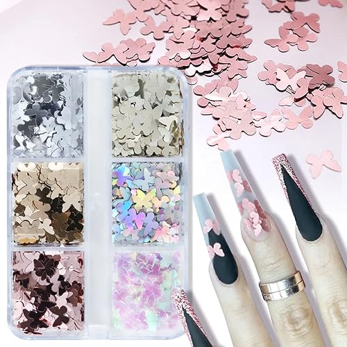 Miniatura 3 de Arte de uñas de mariposa con purpurina 3D holográfico brillante mariposa lentejuelas metálico colorido confeti mariposa forma copos para mujeres