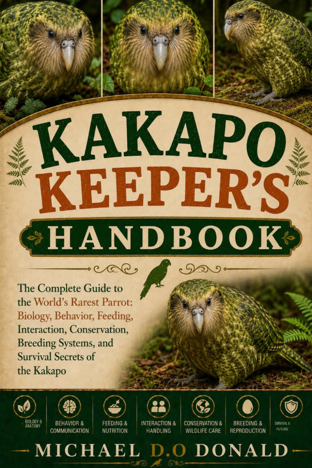 KAKAPO KEEPER'S HANDBOOK: The Complete Guide to the World’s Rarest Parrot: Biology, Behavior, Feeding, Interaction, Conservation, Breeding Systems, and Survival Secrets of the Kakapo