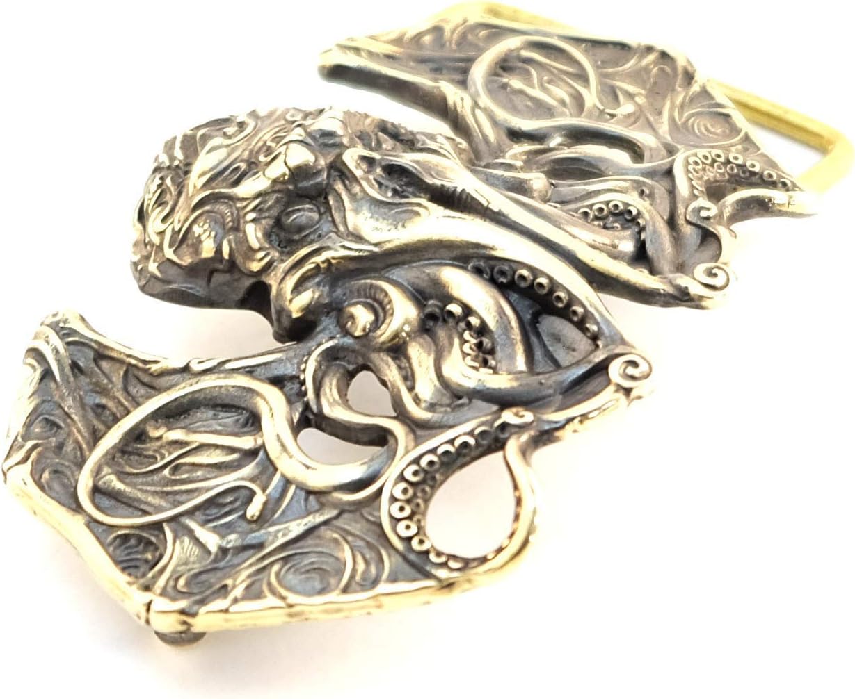 Cthulhu belt buckle, Handmade Davy Jones solid brass belt buckle