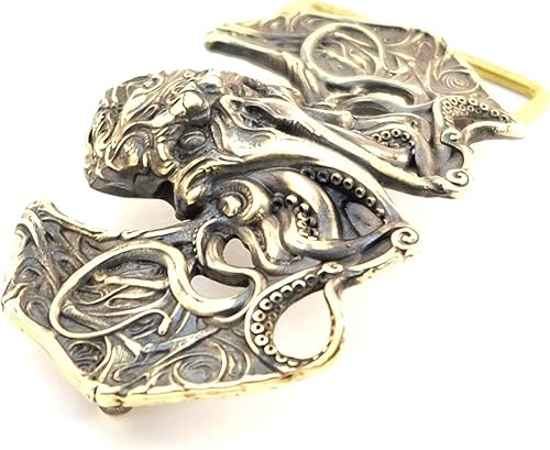 Miniatura 3 de Cthulhu belt buckle, Handmade Davy Jones solid brass belt buckle
