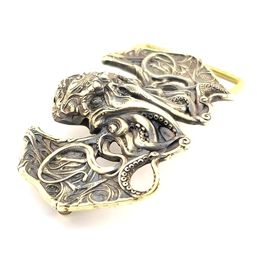 Miniatura 3 de Cthulhu belt buckle, Handmade Davy Jones solid brass belt buckle